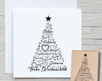 Stempel Tanne Schrift - DIY Motivstempel zum basteln von Karten, Papier, Stoffen - Weihnachten, Weihnachtskarten, Advent