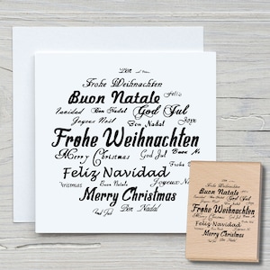 Stempel Frohe Weihnachten rund - DIY Motivstempel zum basteln von Karten, Papier, Stoffen - Weihnachten, Weihnachtskarten, Sprachen