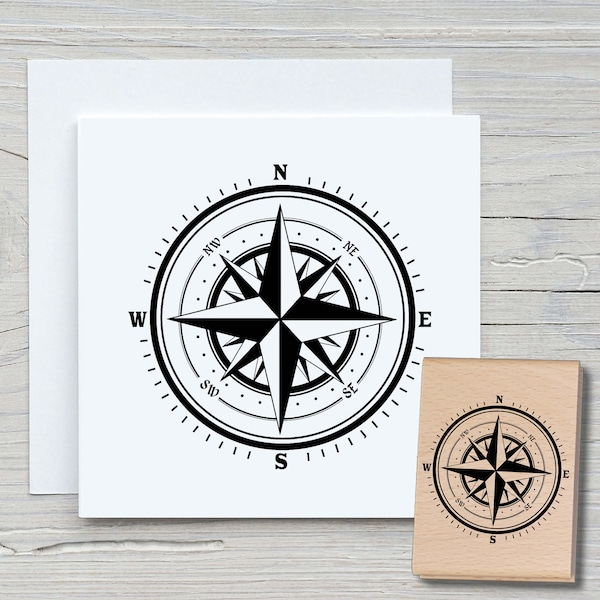 Stamp compass rose - DIY motif stamp for making cards, paper, fabrics - maritime, seafaring, wind rose