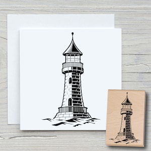 Timbro Leuchtturm 02 - Timbro con motivo fai da te per realizzare cartoline, carta, tessuti - marittimo, mare, spiaggia