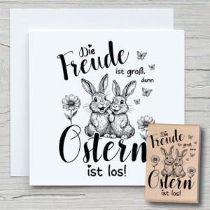 Timbro La gioia è grande - Timbro con motivo fai da te per realizzare cartoline, carta, tessuti - Pasqua, coniglietto di Pasqua, auguri di Pasqua