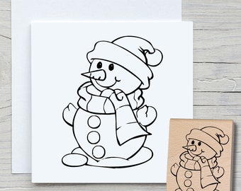 Stempel Schneemann 02 - DIY Motivstempel zum basteln von Karten, Papier, Stoffen - Weihnachten, Weihnachtskarten, Winter