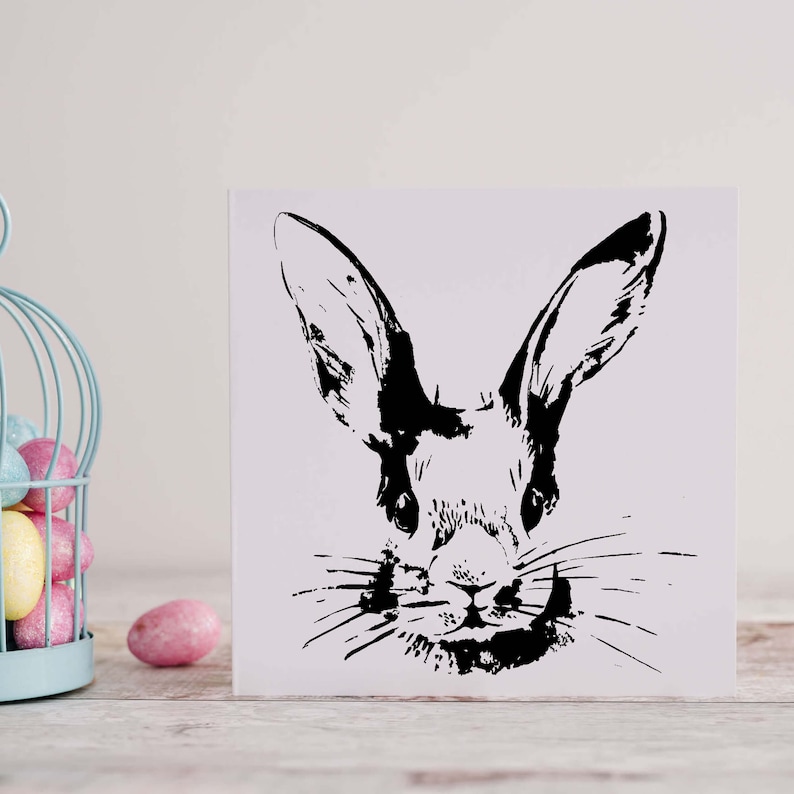 Rabbit head stamp DIY motif stamp for making cards, paper, fabrics Easter, Easter, Easter bunny image 5