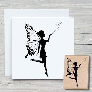 Timbro fata - Timbro con motivo fai da te per realizzare cartoline, carta, tessuti - hobby, elfo, foresta