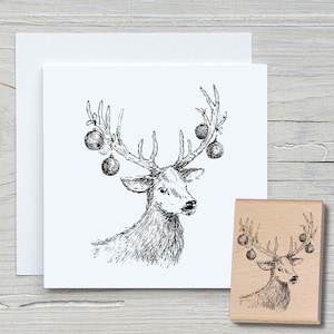 Stempel Weihnachtshirsch 01 - DIY Motivstempel zum basteln von Karten, Papier, Stoffen - Weihnachten, Weihnachtskarten, Geweih