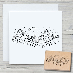Stempel Joyeux Noël - stempel z motywem DIY do robienia kartek, papieru, tkanin - Boże Narodzenie, francuski, pozdrowienia