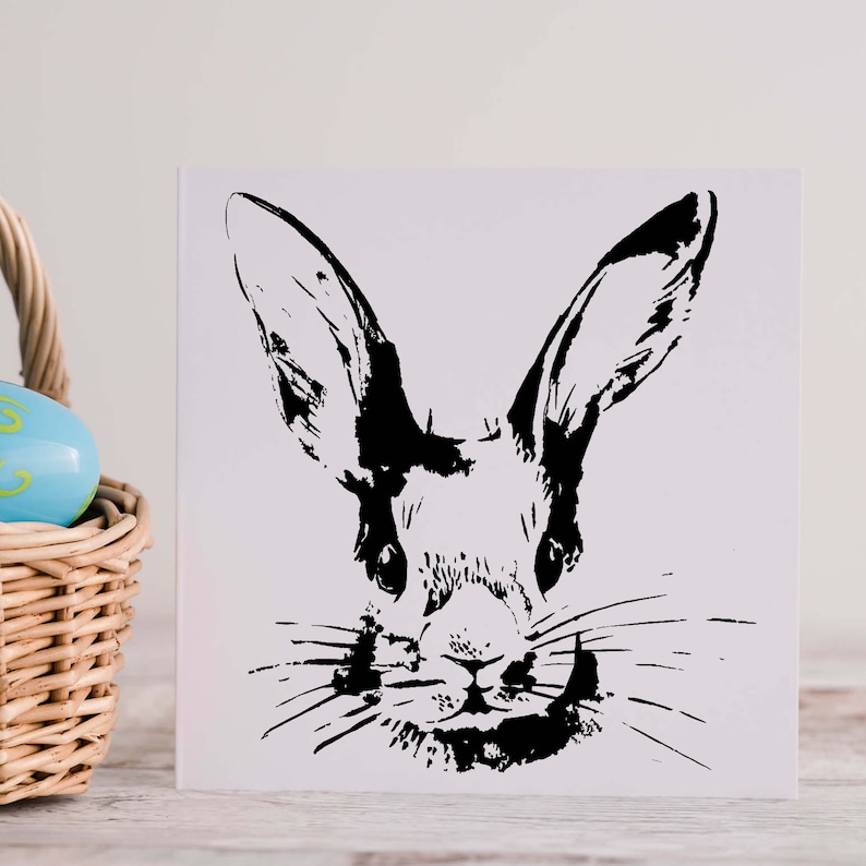 Rabbit head stamp DIY motif stamp for making cards, paper, fabrics Easter, Easter, Easter bunny image 4