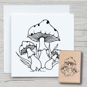 Stempel drei Pilze - DIY Motivstempel zum basteln von Karten, Papier, Stoffen - Floral, Wald, Fliegenpilz