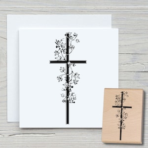 Timbre Mourning Cross 01 - Tampon à motif DIY pour fabriquer des cartes, du papier, des tissus - hobby, condoléances, deuil