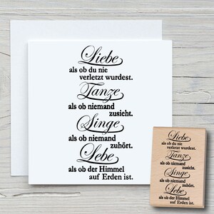 Stempel Liebe Tanze Singe Lebe - DIY Motivstempel zum basteln von Karten, Papier, Stoffen - Spruchstempel, Sprüche