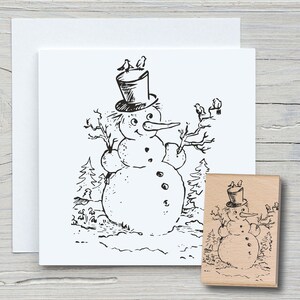Stempel Schneemann mit Hut - DIY Motivstempel zum basteln von Karten, Papier, Stoffen - Weihnachten, Weihnachtskarten,Snow