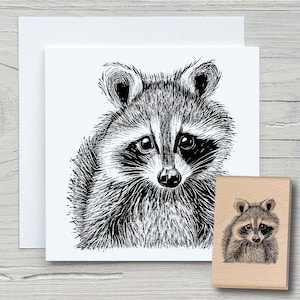 Stempel Waschbär 02 - DIY Motivstempel zum basteln von Karten, Papier, Stoffen - Tiere, Tierstempel, süß