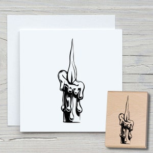 Candela con timbro - Timbro con motivo fai da te per realizzare cartoline, carta, tessuti - Natale, cartoline di Natale, cera