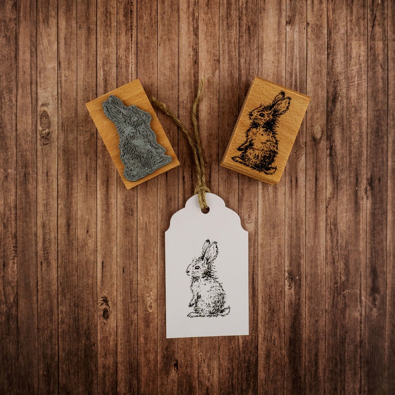Stempel Puschelhase DIY Motivstempel zum basteln von Karten, Papier, Stoffen Ostern, Osterfest, Kaninchen Bild 3