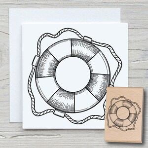 Timbre bouée de sauvetage - Timbre motif DIY pour confectionner des cartes, papier, tissus - maritime, marin, sauvetage