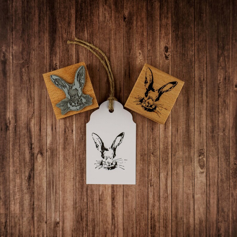 Rabbit head stamp DIY motif stamp for making cards, paper, fabrics Easter, Easter, Easter bunny image 3