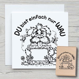 Stempel Hunde-Gruß - DIY Motivstempel zum basteln von Karten, Papier, Stoffen - Tierstempel, Geburtstag, Hunde