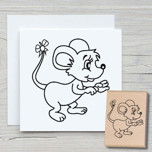 Tampon Petite Souris - Tampon motif DIY pour confection de cartes, papier, tissus - animaux, tampons animaux, bandes dessinées