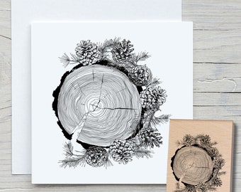 Stempel Baumscheibe  - DIY Motivstempel zum basteln von Karten, Papier, Stoffen - Weihnachten, Weihnachtskarten, Holz