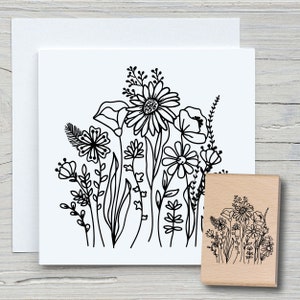 Stempel kleine Blumenwiese - DIY Motivstempel zum basteln von Karten, Papier, Stoffen - Floral, Blumen, Gras