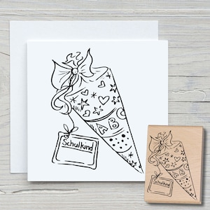 Carimbo cone escolar - carimbo DIY para fazer cartões, papel, tecidos - hobby, escola, volta às aulas