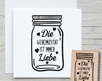 Stempel Die Geheimzutat ist immer Liebe - DIY Motivstempel zum basteln von Karten, Papier, Stoffen - Spruchstempel, Backen, Kochen