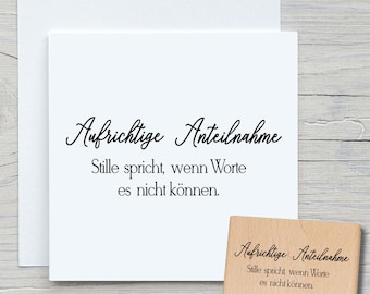 Stempel Aufrichtige Anteilnahme 02 - DIY Motivstempel zum basteln von Karten, Papier, Stoffen - Spruchstempel, Beisetzung, Trauer