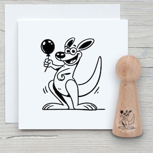 Stempel Kelly das Känguru Mini - DIY Motivstempel zum basteln von Karten, Papier, Stoffen - Känguru, Australien, Ministempel