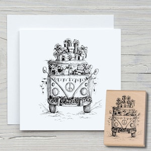 Stempel Weihnachtsbus - DIY Motivstempel zum basteln von Karten, Papier, Stoffen - Weihnachten Bus Reisen