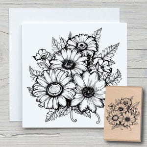 Stempel Sonnenblumen - DIY Motivstempel zum basteln von Karten, Papier, Stoffen - Floral, Blumen, Sommer