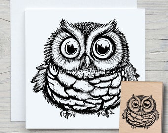 Stamp Trudy - DIY motif stamp for making cards, paper, fabrics - animals, owl, eagle owl