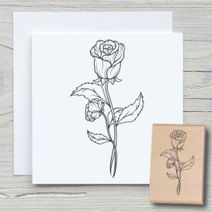 Stempel Rose - DIY Motivstempel zum basteln von Karten, Papier, Stoffen - Floral, Blumen, Liebe