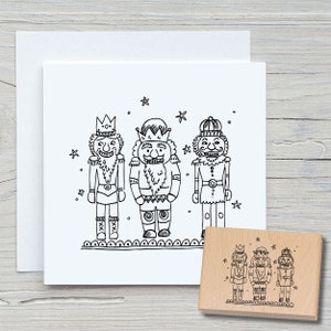 Carimbo 3 Quebra-Nozes - Carimbos DIY para fazer cartões, papel, tecidos - Natal, cartões de Natal, nozes