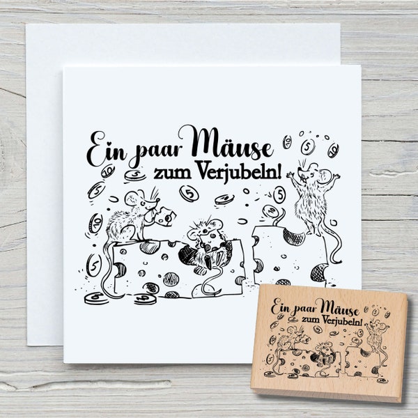 Stempel Ein paar Mäuse - DIY Motivstempel zum basteln von Karten, Papier, Stoffen - Spruchstempel, Geldgeschenk, Tierkarte