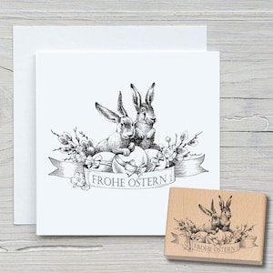 Stempel Frohe Ostern Bild 01 - DIY Motivstempel zum basteln von Karten, Papier, Stoffen - Ostern, Osterfest, Hasen