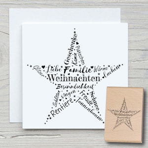 Stempel Stern Schrift- DIY Motivstempel zum basteln von Karten, Papier, Stoffen - Weihnachten, Weihnachtskarten, Schrift