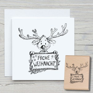 Timbro Rudi - Timbro con motivo fai da te per realizzare cartoline, carta, tessuti - Natale, cartoline di Natale, renne