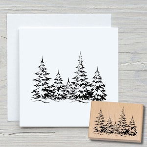 Timbro foresta di abeti - Timbro con motivo fai da te per realizzare cartoline, carta, tessuti - Natale, cartoline di Natale, alberi