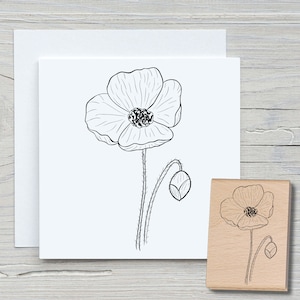 Timbro papavero con gambo - timbro con motivo fai da te per realizzare cartoline, carta, tessuti - floreale, fiori, papaveri
