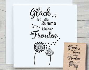 Stempel Glück ist die Summe - DIY Motivstempel zum basteln von Karten, Papier, Stoffen - Spruchstempel, Sprüche, Dandelion