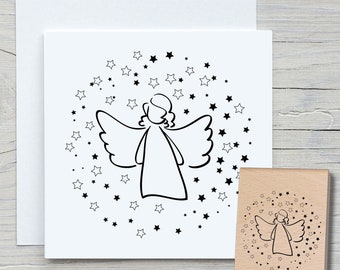 Stempel Sternenengel - DIY Motivstempel zum basteln von Karten, Papier, Stoffen - Weihnachten Engelchen Glaube