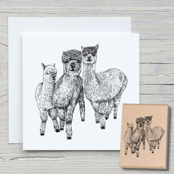 Stamp alpacas - DIY motif stamp for making cards, paper, fabrics - animal stamps, animals, llama