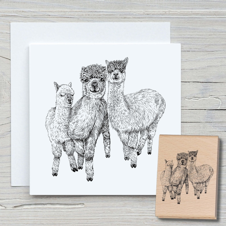 Alpaca-stempel DIY-motiefstempel voor het maken van kaarten, papier, stoffen dierenstempel, dieren, lama afbeelding 1