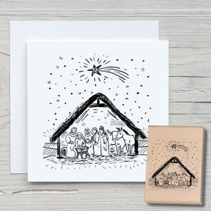 Stempel Krippe - DIY Motivstempel zum basteln von Karten, Papier, Stoffen - Weihnachten, Weihnachtskarten, Heiligabend