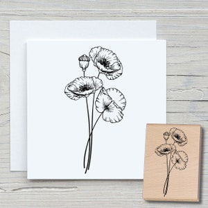 Stamp Corn Poppy 02 - Sello con motivo DIY para hacer tarjetas, papel, telas - floral, flores, rojo