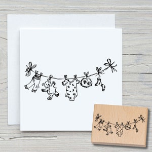 Stempel Wäscheleine - DIY Motivstempel zum basteln von Karten, Papier, Stoffen - Hobby, Kinder, Baby
