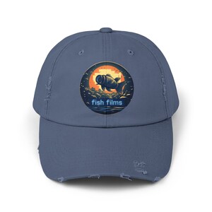 Unique Distressed Fish Films Hat - Adjustable Fit and Sun Protection with DTF Print