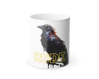 Unique Raven Color Morphing Mug 11oz - Heat-Reactive Custom Design Gift