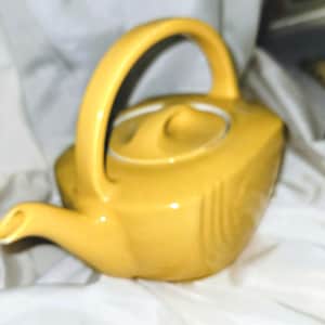 Hall Pottery Yellow Teapot Farmhouse Decor  Cottagecore Display Piece American Pottery As Is
