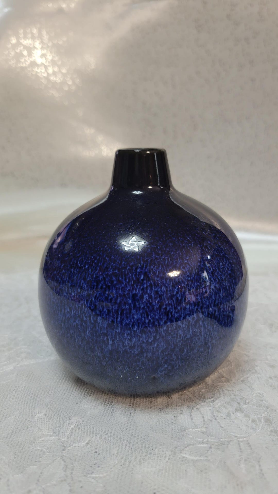 Cobalt Blue Studio Pottery Bud Vase Small Round Ceramic Vase Handmade ...